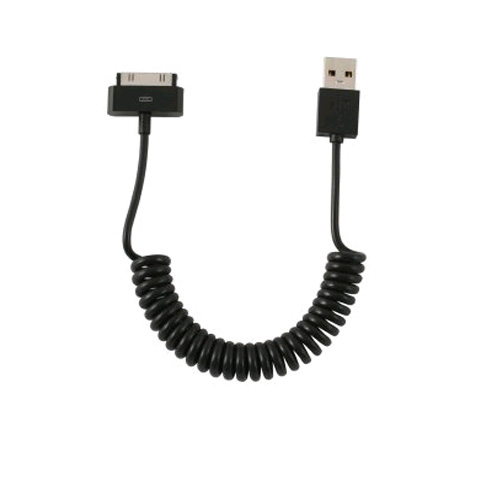 WireX Coiled USB Data Charging Cable for Apple iPhone / iPad / iPod (Black)