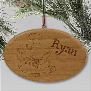 Wood Laptop Christmas Ornament