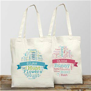 Word-Art Easter Egg Personalized Tote Bag
