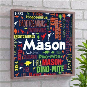 Word Art Personalized Dinosaur Framed Wall Sign