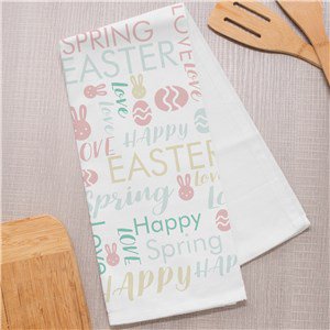 Word Art Personalized Easter Dish Towel