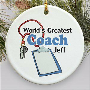 World's Greatest Coach Personalized Ornament Ceramic