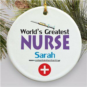 World's Greatest Nurse Personalized Ceramic Holiday Ornament