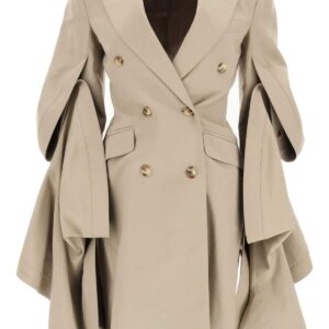Y PROJECT BLAZER/DRESS WITH GATHERED SLEEVES 34 Beige Linen