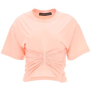 Y PROJECT DRAPED COTTON T-SHIRT 34 Pink Cotton