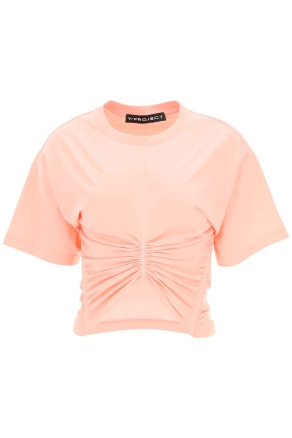 Y PROJECT DRAPED COTTON T-SHIRT 34 Pink Cotton