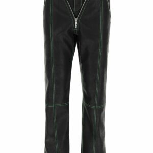 Y PROJECT V FAUX LEATHER TROUSERS XS Black, Green Faux leather