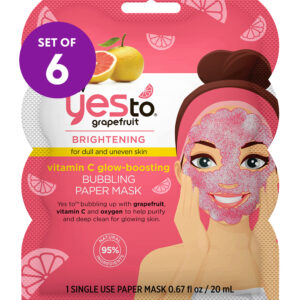 YES TO Women's Masks & Peels - Grapefruit & Vitamin C Glow-Boosting Bubbling Sheet Mask - Set of Six