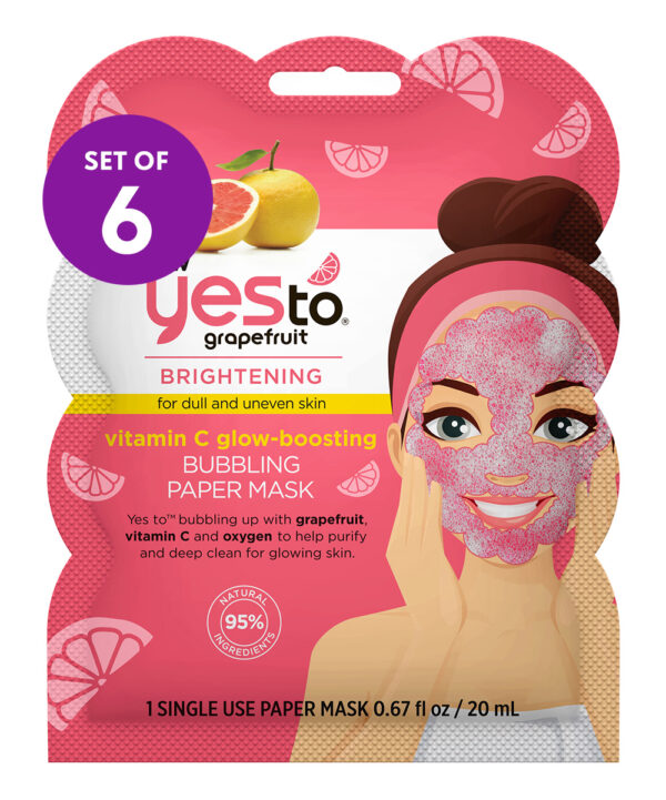 YES TO Women's Masks & Peels - Grapefruit & Vitamin C Glow-Boosting Bubbling Sheet Mask - Set of Six