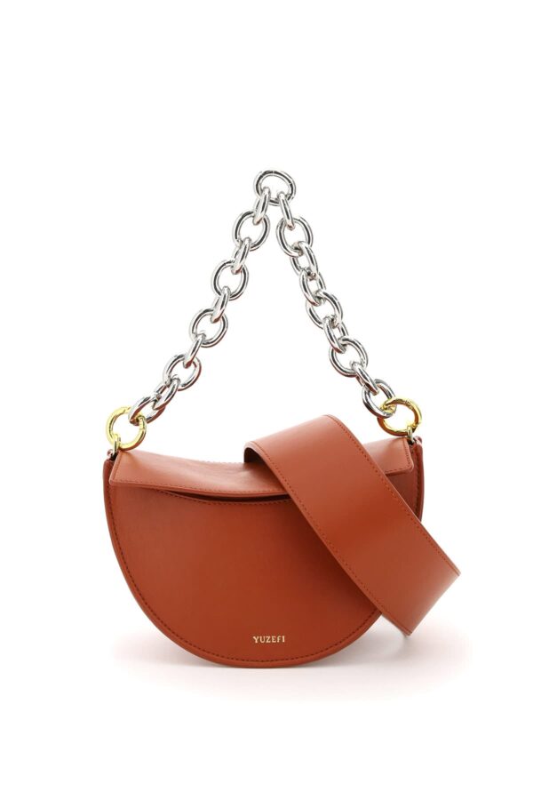 YUZEFI DORIS BAG WITH CHAIN OS Brown, Orange Leather