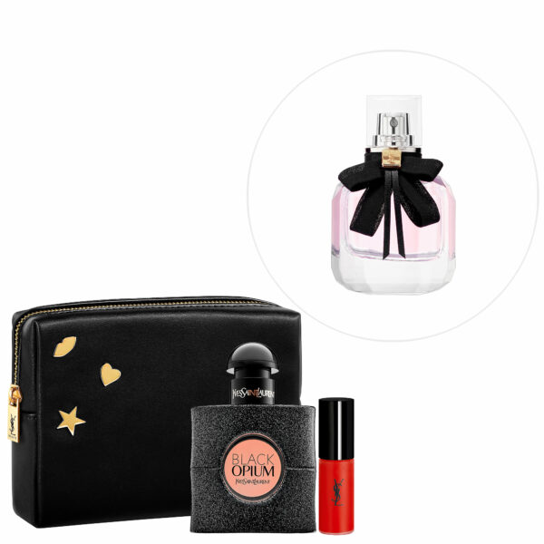 Yves Saint Laurent Choose Black Opium or Mon Paris Perfume & Mini Velvet Lip Customizable Set