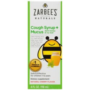 ZarBee's Naturals Baby Cough Syrup + Mucus, Natural Cherry Flavor Cherry - 4.0 FL OZ
