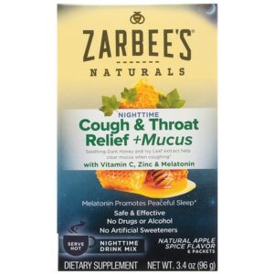 ZarBee's Naturals Nighttime Cough Relief & Mucus with Real Ivy Leaf Extract Apple Spice - 0.57 oz x 6 pack