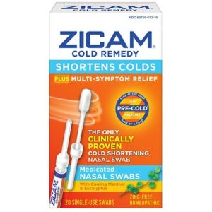 Zicam Cold Remedy Swabs Cooling Menthol and Eucalyptus, Cooling Menthol and Eucalyptus - 20.0 ea