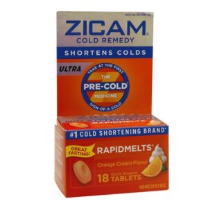 Zicam Ultra Cold Remedy Bi-Layer RapidMelts Quick Dissolve Tablets Orange Cream Flavor - 18.0 ea