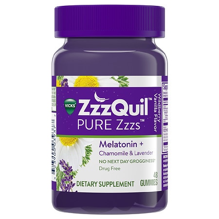 ZzzQuil PURE Zzzs Dietary Supplement Gummies Wildberry Vanilla - 48.0 ea