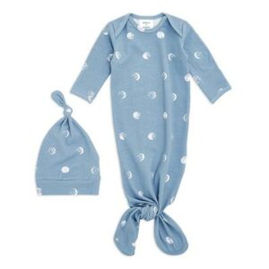 aden + anais blue moon comfort knit gown+hat set