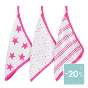 aden + anais fluro pink 3-pack washcloth set