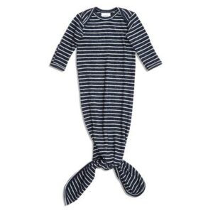 aden + anais navy stripe 0-3 months snuggle knit knotted gown