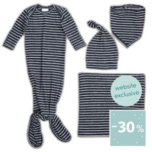 aden + anais navy stripe 0-3 months snuggle knit newborn gift set