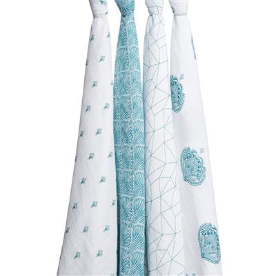 aden + anais paisley - teal 4-pack classic swaddles