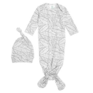 aden + anais zebra plant comfort knit gown+hat set