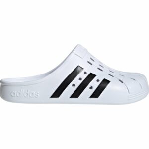 adidas Adults' Adilette Clogs White/Black, 07 / 08 - Soccer Slides at Academy Sports