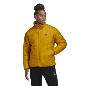 adidas Mens adidas Reversible Padded Sherpa Jacket - Mens Dark Grey/Gold Size XXL