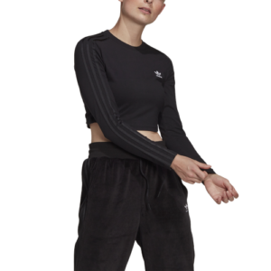 adidas Originals Womens adidas Originals Cropped Long Sleeve - Womens Black Size XL