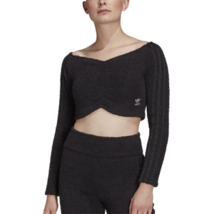 adidas Originals Womens adidas Originals Off Shoulder Crop Top - Womens Black/Black Size L