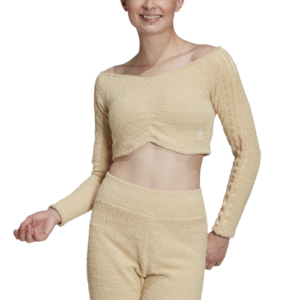 adidas Originals Womens adidas Originals Off Shoulder Crop Top - Womens Hazy Beige Size XL