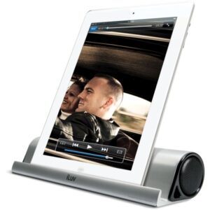 iLuv Mo'Beats Portable Stereo Bluetooth Speaker Stand for Apple New iPad 3, iPad 2, iPad 1, iPhone 4S / 4 (Silver)