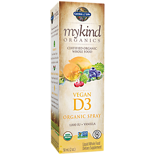 mykind Organics Whole Food Vegan Vitamin D3 Spray - 1,000 IU - Vanilla (2 Fluid Ounces)