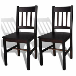 vidaXL 2x Dining Chair Solid Pinewood Dark Brown Kitchen Living Room S
