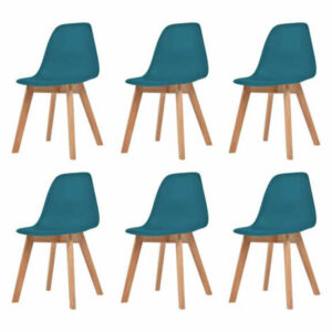 vidaXL 6x Dining Chair Turquoise Plastic Kitchen Dinner Living Room Se