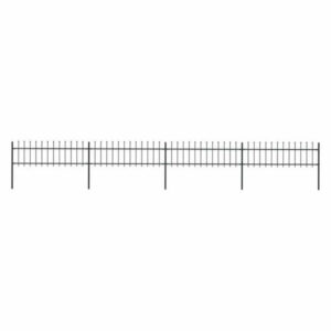 vidaXL Garden Fence w/ Spear Top Steel 267.7"x23.6" Black Landscape Fe