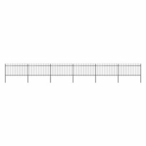 vidaXL Garden Fence w/ Spear Top Steel 401.6"x39.4" Black Landscape Fe