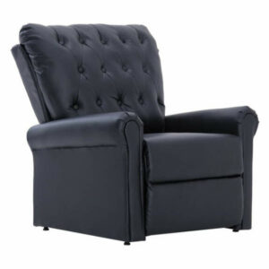 vidaXL Reclining Chair Heavy Duty Black Faux Leather Living Room Recli