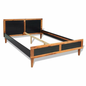 vidaXL Solid Acacia Wood Bed Frame 78.7"x55.1" Black Bedroom Furniture