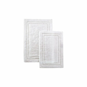 100% Cotton Bath Rug Set, Skid-Resistant, 2-Piece, White