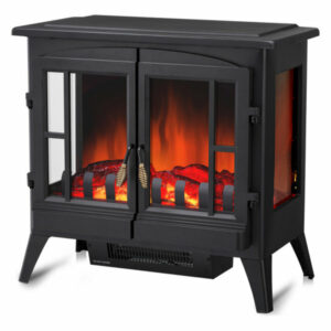 24" Electric Fireplace Stove 3D Infrared Portable Fireplace Heater Fre