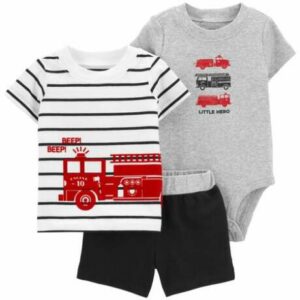 3-Piece Firetruck Little Short Set