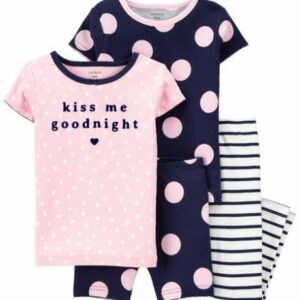 4-Piece Polka Dots 100% Snug Fit Cotton PJs