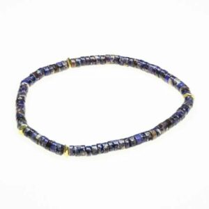 4 mm-4.5 mm Multicolored Randel Botswana Agate, Lapis Lazuli and Dumarite Beads Mix Spiritual and Stretchable Bracelet