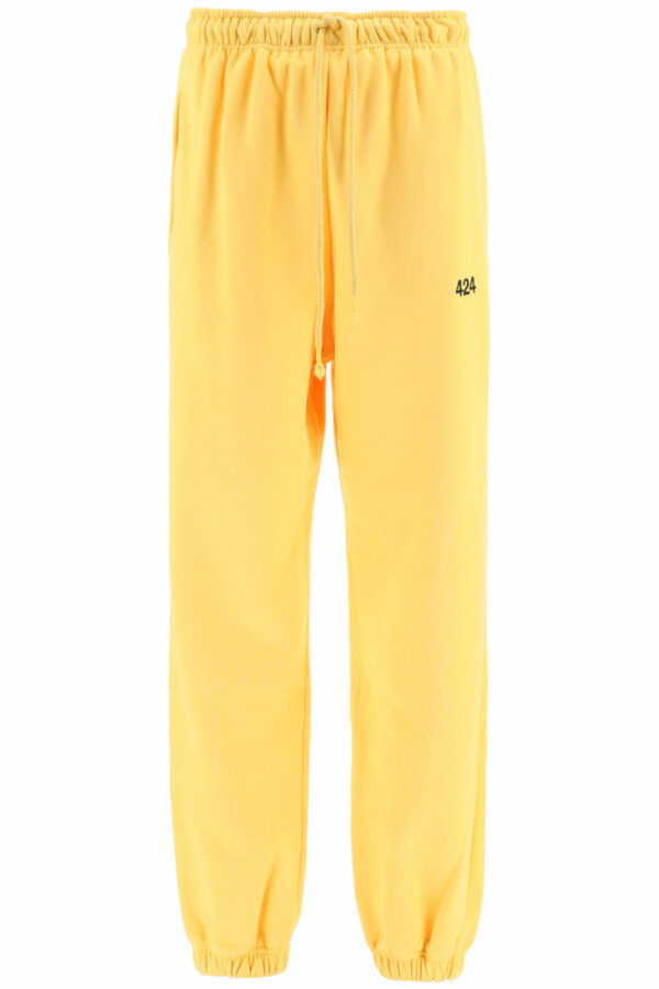 424 SWEATPANTS WITH LOGO EMBROIDERY L Yellow Cotton