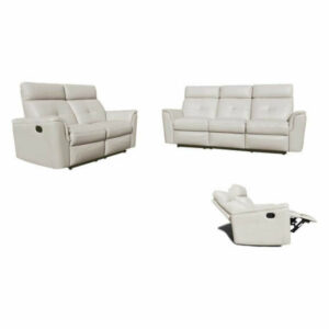 8501 Leather 3-Piece Living Room Set, White