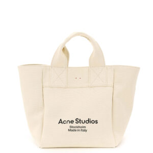 ACNE STUDIOS LARGE CANVAS TOTE BAG OS White, Beige, Red Cotton