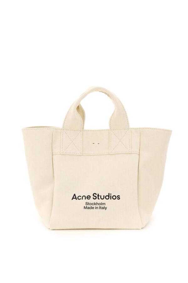 ACNE STUDIOS LARGE CANVAS TOTE BAG OS White, Beige, Red Cotton