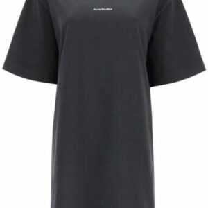 ACNE STUDIOS T-SHIRT DRESS WITH LOGO S Black Cotton