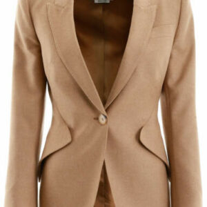 ALEXANDER MCQUEEN CAMEL WOOL BLAZER 44 Beige Cotton